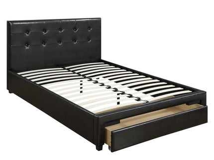 Bed With Tufted Headboard And Storage Drawer