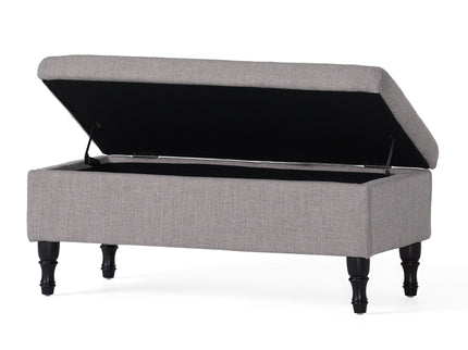 Dean - Fabric Storage Wide Tufted Rectangle Ottoman - Gray