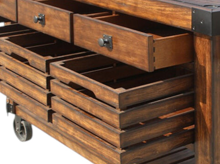 Kaif - Distressed Chestnut Kitchen Cart - Chestnut