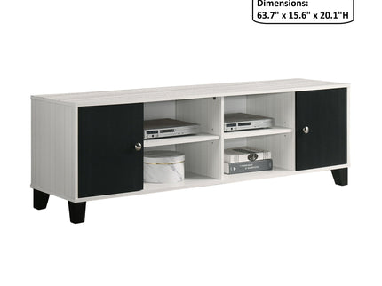 2 Tone TV Stand With Open Shelving And Concealed Storage Living Room Furniture - Black / White