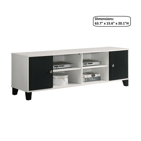 2 Tone TV Stand With Open Shelving And Concealed Storage Living Room Furniture - Black / White