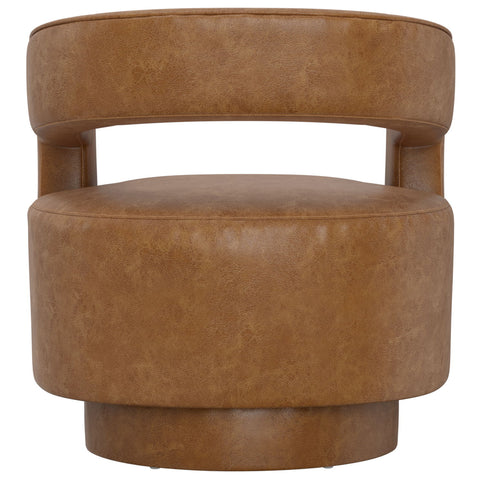 Swivel Accent Chair With Geometric Backrest