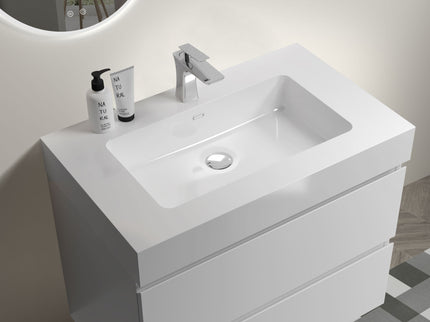 Alice - Bathroom Vanity With Large Storage, Sink Wall Mounted Floating Bathroom Vanity For Modern Bathroom, One-Piece Sink Basin Without Drain And Faucet