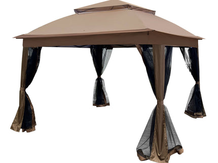 Outdoor Pop Up Gazebo Canopy With 2 Tier Soft Top And Removable Zipper Netting
