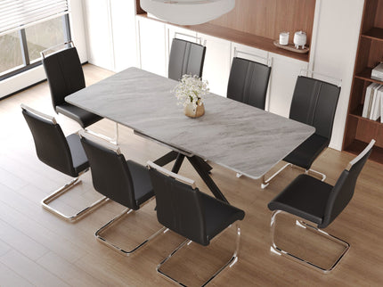 Modern Extendable Dining Table Set With Soft Padded Armless Chairs