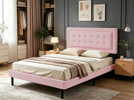 Upholstered Platform Bed With Slats