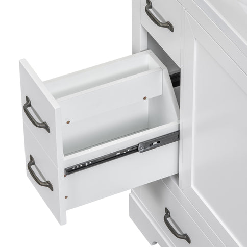 Modern Bathroom Vanity Base Only, 6 Drawer Storage With Adjustable Shelf