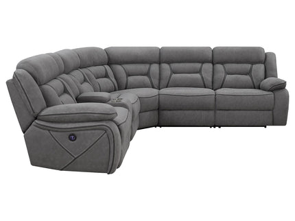 Barton - Upholstered Power Reclining Sectional Sofa - Gray