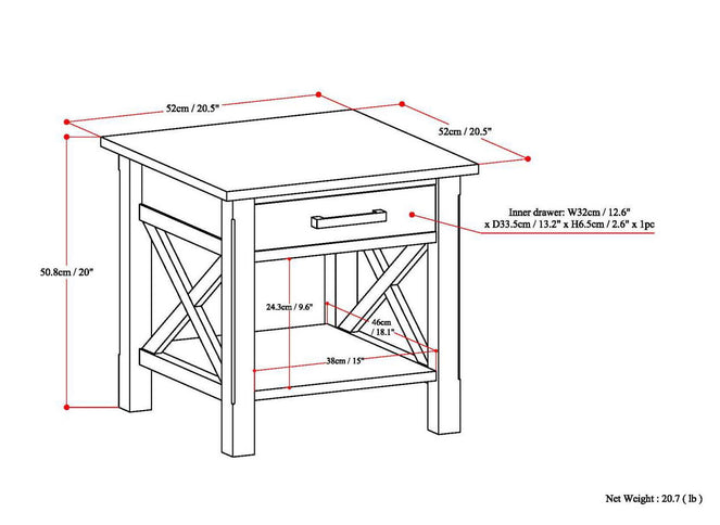 Kitchener - End Table - Medium Saddle Brown