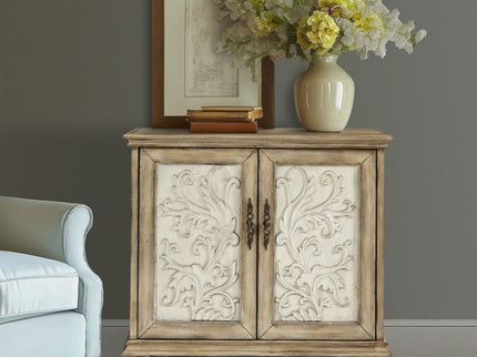 Driscoll - 2 Door Cabinet With Floral Design - Reclaimed Natural