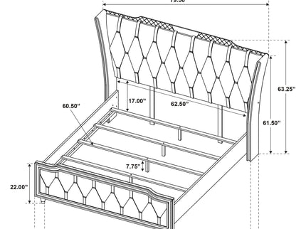 Bedroom Set With LED Lighting And Charging Nightstand
