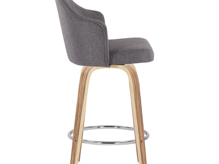 Ahoy - Mid-Century Modern Fixed Height Counter Stool With Zebra Legs / Round Chrome Footrest (Set of 2) - Gray