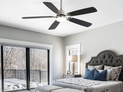 52" Ceiling Fan With LED Light, 6 Speed Remote Control, Reversible DC Motor