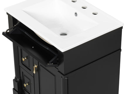 Freestanding Bathroom Vanity With Sink, Adjustable Shelf & Flip Drawer