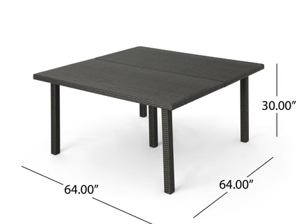 Outdoor Square Rattan Wicker Dining Table - Gray