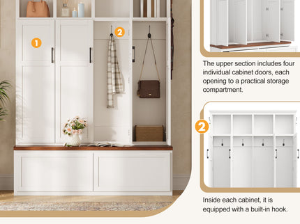 Hall Tree With 4 Hidden Cabinets