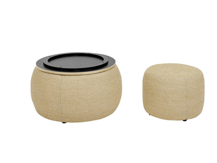 Round Storage Ottoman, 2 In 1 Function, End Table And Ottoman