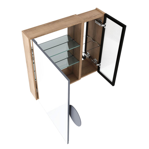 Wall Mounted Bathroom Cabinet & Adjustable Shelves - Imitative Oak