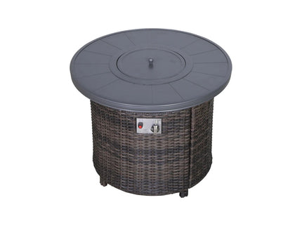 Rattan Patio Set With Comfortable Cushions And Fire Pit