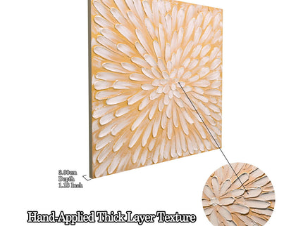 Textured Floral Canvas Wall Art, Hand Painted Thick Impasto Flower Painting (Set of 2) - Antique White