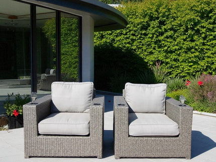 Outdoor Lounge Chairs With Cushions, Weather Resistant - Gray Mix