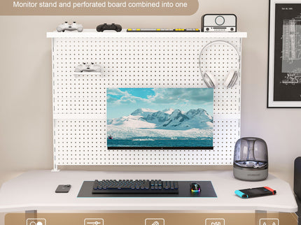 Clamp On Desk Pegboard With Single Monitor Stand