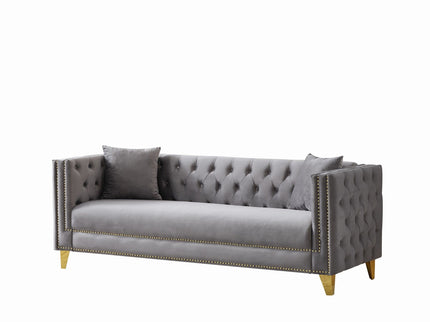 Deep Seat Sofa With Button Nailhead, Square Arm Couches