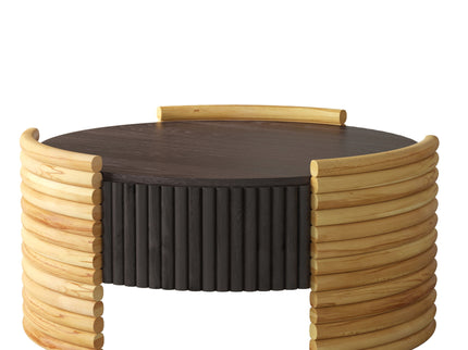 Modern Colorblocked Striped Coffee Table With Flip Top Storage