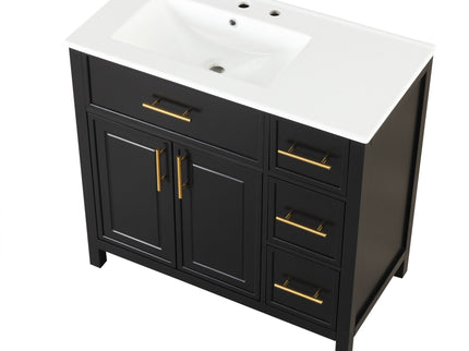 Modern Bathroom Vanity With Sink Top, 2 Doors And 3 Drawers