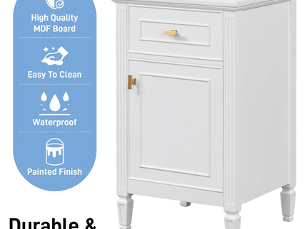 Bathroom Vanity With Sink, Adjustable Shelf, Tilt-Out Drawer