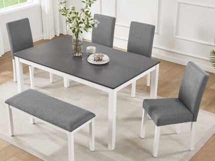 6 Piece Dining Table Set With Bench And Chairs