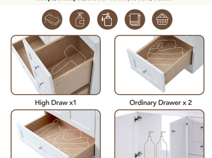 Shaker Free Standing Bathroom Vanity Cabinet With Sink, Soft Close Drawers, Soft Close Doors