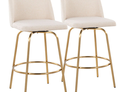 Toriano - Contemporary, Fixed Height Counter Stool With Swivel With Round Footrest (Set of 2)