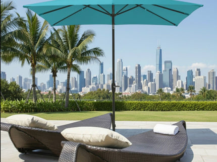 Rectangular Patio Umbrella With Crank Tilt, Polyester UV-Resistant Canopy