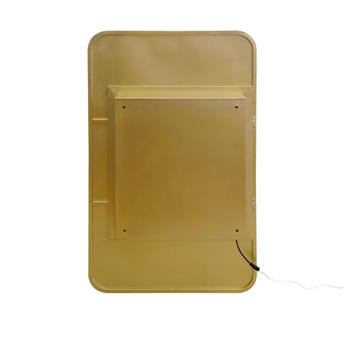 Rectangle Medicine Cabinet Mirror Bathroom Mirror With Storage Wall Mounted Medicine Mirror Cabinet With LED - Gold