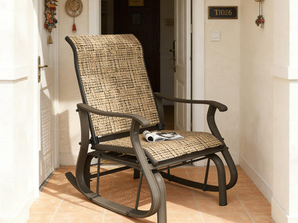 Outdoor Glider Swing Chair With Smooth Motion - Brown / Brown Mix