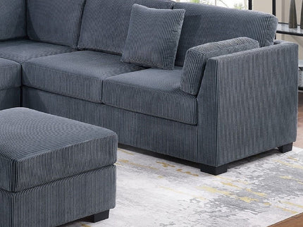 Contemporary L - Sectional Sofa Set With Ottoman And Pillows