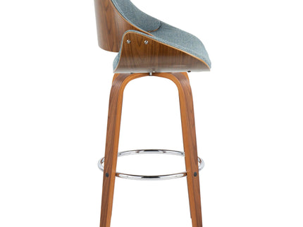 Fabrizzi - Mid Century Modern Fixed Height Barstool With Swivel With Round Footrest (Set of 2)