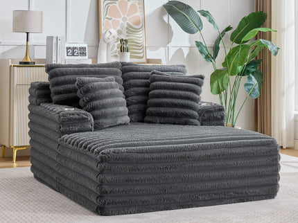 Oversized Chaise Lounge Chair Indoor With Pillows For Living Room