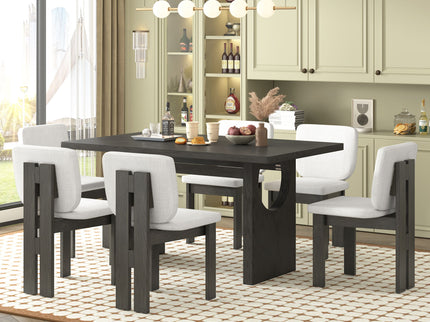 Dining Table Set For 6 With Upholstered Chairs