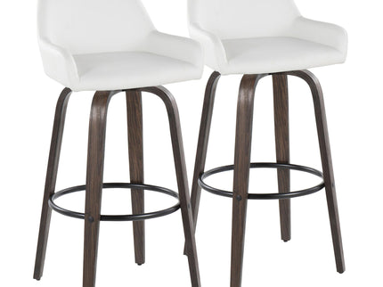 Daniella - Contemporary Fixed Height, Barstool With Swivel With Round Footrest (Set of 2)