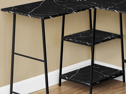 Computer Desk, Home Office, Corner, Storage Shelves, L Shape, Work, Laptop, Marble Look Laminate, Contemporary, Modern