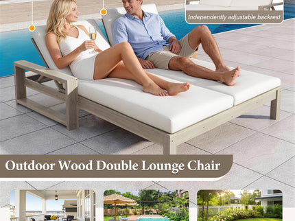 Outdoor Double Lounge Chair With 5 Position Adjustable Backrest