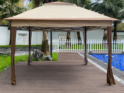 Outdoor Pop Up Gazebo Canopy With 2 Tier Soft Top And Removable Zipper Netting