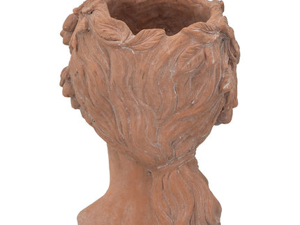 8X9X11.5" Head Bust Planter, Greek Style Cement Head Planter, Indoor Outdoor Home Garden Decor - Brown