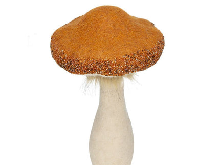 Mushroom Holiday Ornament, For Harvest Festival Fall Festival & Thanksgiving Table Decorations (Set of 2) - Beige / Orange