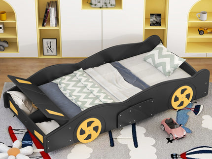 Race Car Shaped Platform Bed With Wheels And Storage