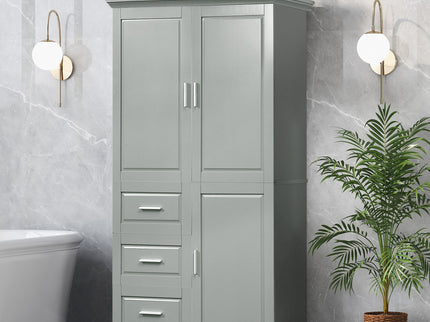 Tall And Wide Storage Cabinet With Doors, 3 Drawers