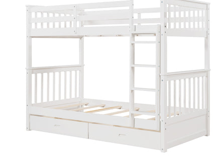 Bunk Bed With Ladders And 2 Storage Drawers