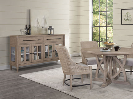 Power Ready - Buffet With Glass Cabinet Doors - Sand